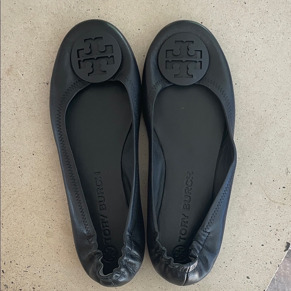 Tory Burch Black Logo Flats